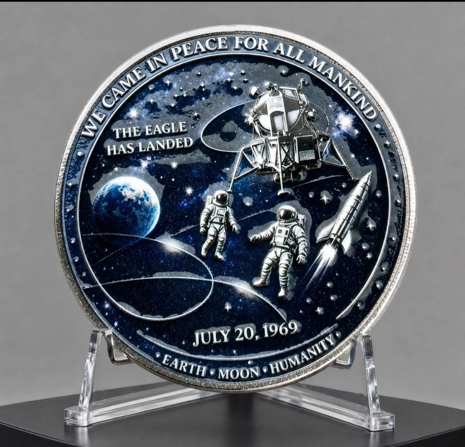 très belle médaille, thème conquête spatiale, mission Artémis II